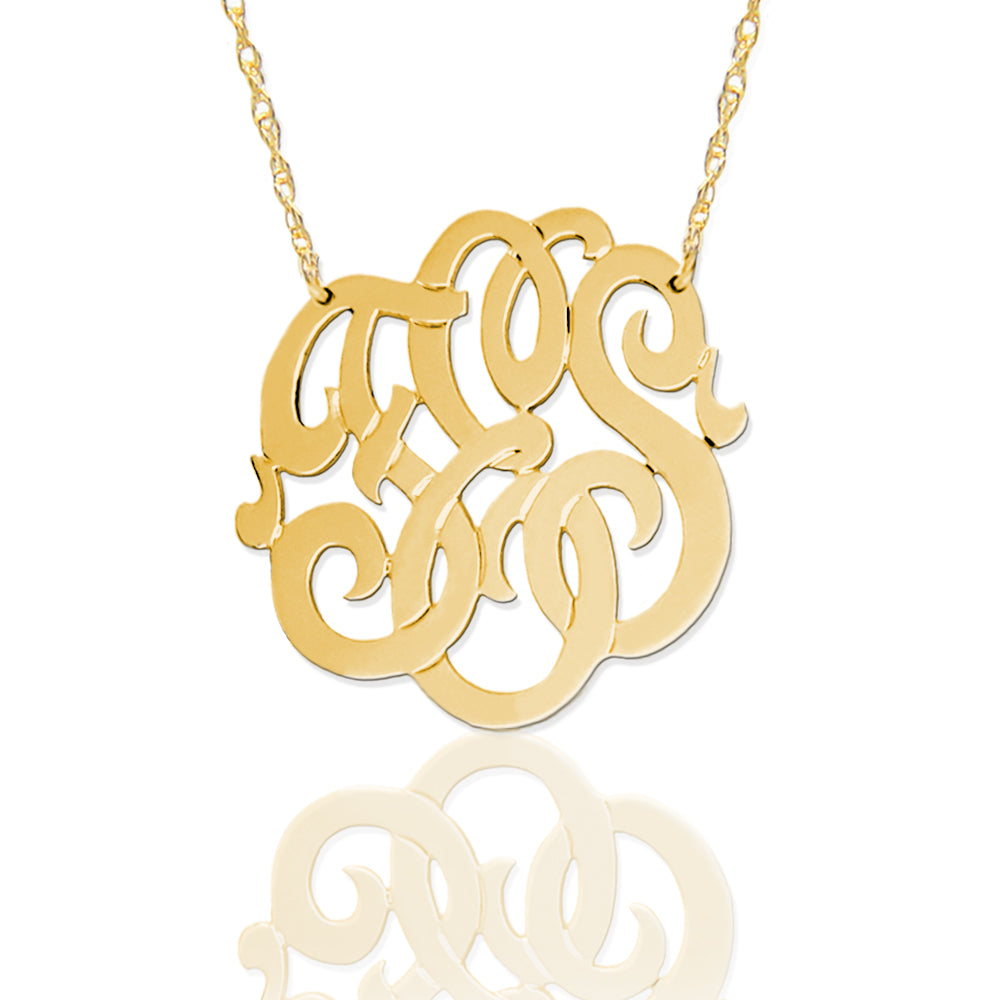 Gold Freeform Script Monogram Necklace